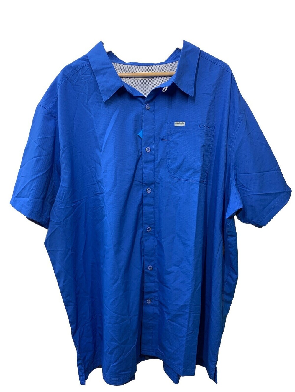 Columbia Slack Tide Camp Mens Shirt FS7042-487 Size 4x Collard Short Sleeve Blue
